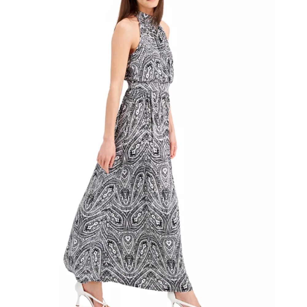 INC PAISLEY PRINT HALTER MAXI DRESS